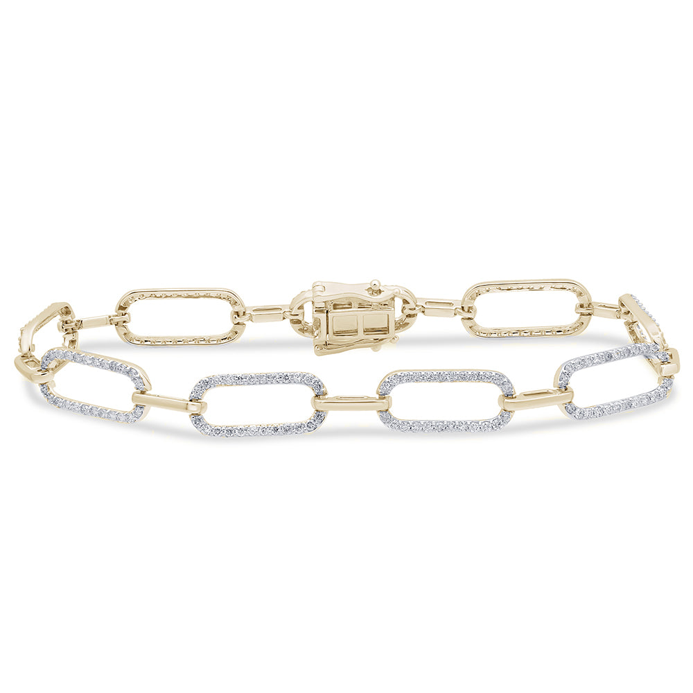 DIAMOND CLOSEOUT! 1.54ct G SI 14K Yellow Gold Diamond Paperclip Style Bracelet