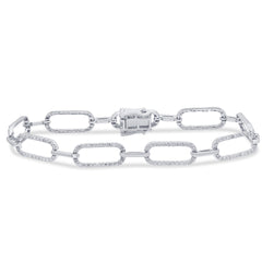 SPECIAL! 1.54ct G SI 14K White Gold Diamond Paperclip Style Bracelet 7" Long