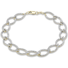DIAMOND CLOSEOUT! 1.91ct G SI 14K Yellow Gold Diamond Marquise Shape Link Bracelet