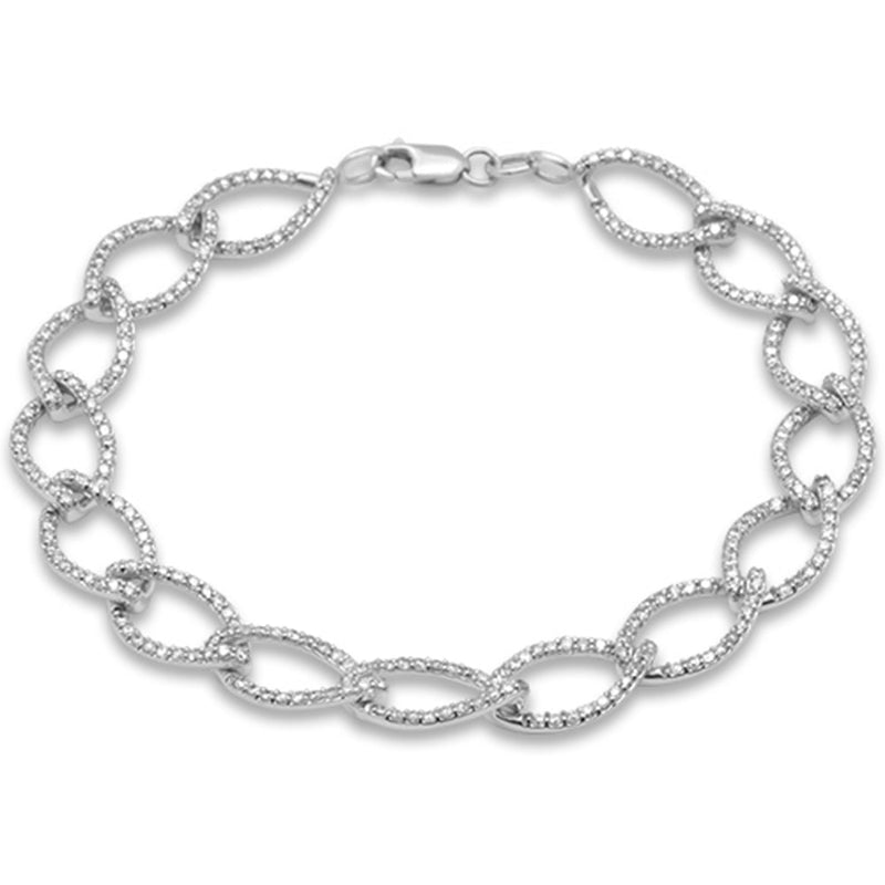 DIAMOND CLOSEOUT! 1.95ct G SI 14K White Gold Diamond Marquise Shape Link Bracelet 7" Long
