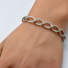 DIAMOND CLOSEOUT! 1.95ct G SI 14K White Gold Diamond Marquise Shape Link Bracelet 7" Long