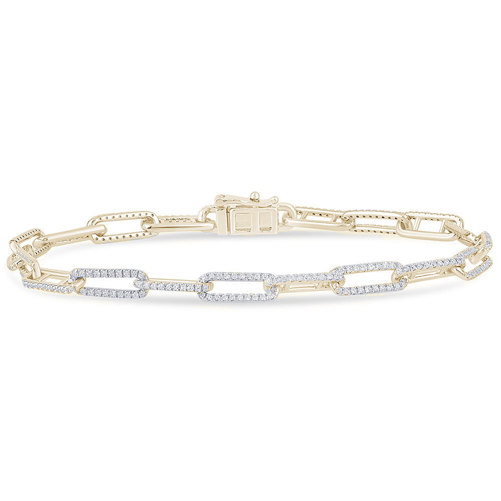 DIAMOND CLOSEOUT!  .81ct G SI 14K Yellow Gold  Diamond Paperclip Bracelet