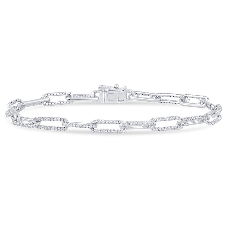 DIAMOND CLOSEOUT!  .82ct G SI 14K White Gold  Diamond Paperclip Bracelet