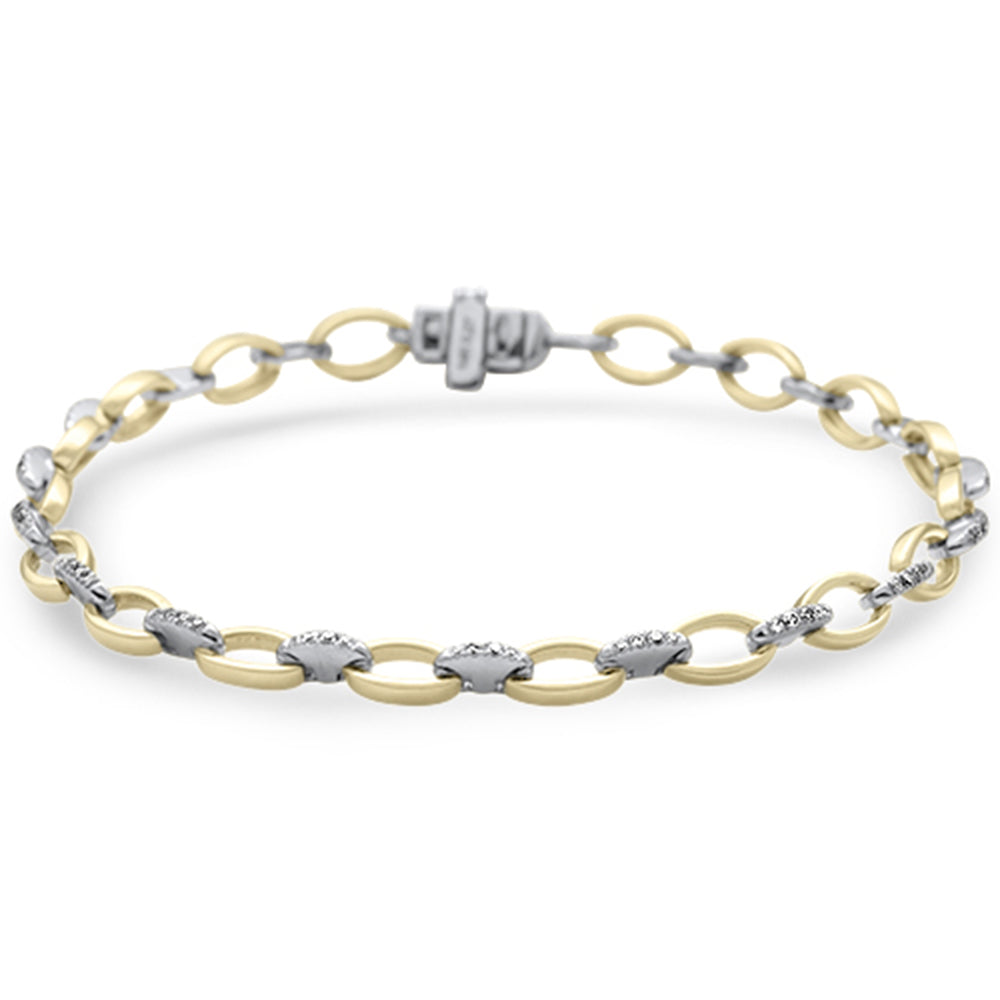 DIAMOND CLOSEOUT! .27ct G SI 14K Two Tone Gold Diamond Oval Shape Link Bracelet