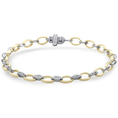 DIAMOND CLOSEOUT! .27ct G SI 14K Two Tone Gold Diamond Oval Shape Link Bracelet