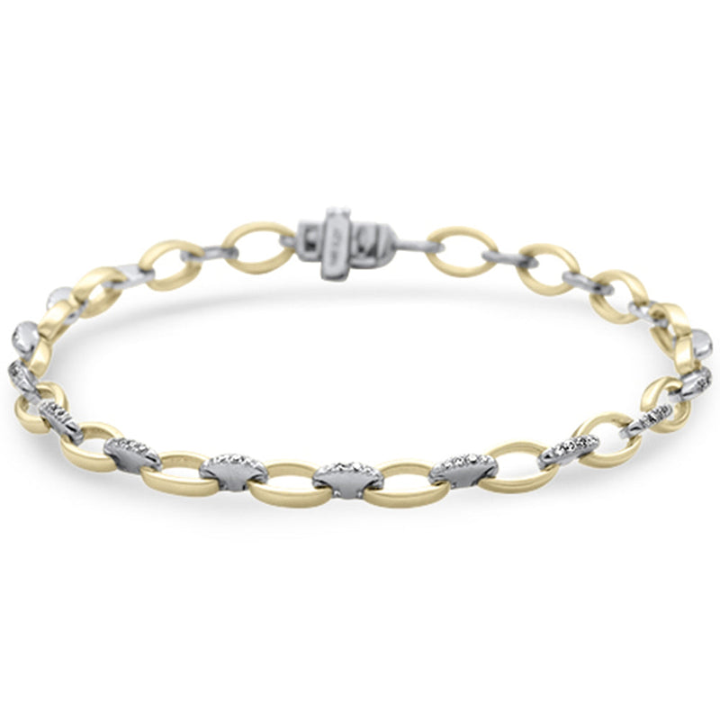 DIAMOND CLOSEOUT! .27ct G SI 14K Two Tone Gold Diamond Oval Shape Link Bracelet