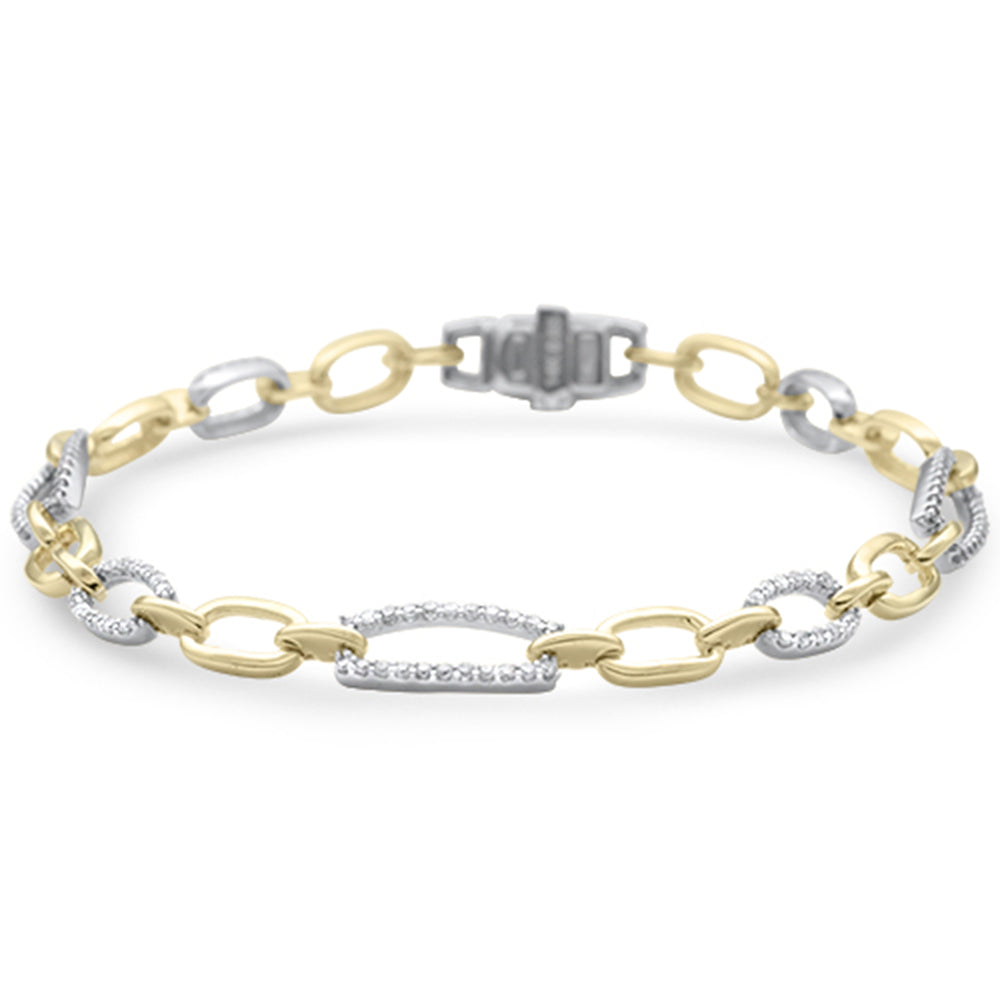 DIAMOND CLOSEOUT!  .61ct G SI 14K Two Tone Gold Diamond Figaro Style Bracelet
