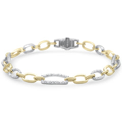 DIAMOND CLOSEOUT!  .61ct G SI 14K Two Tone Gold Diamond Figaro Style Bracelet