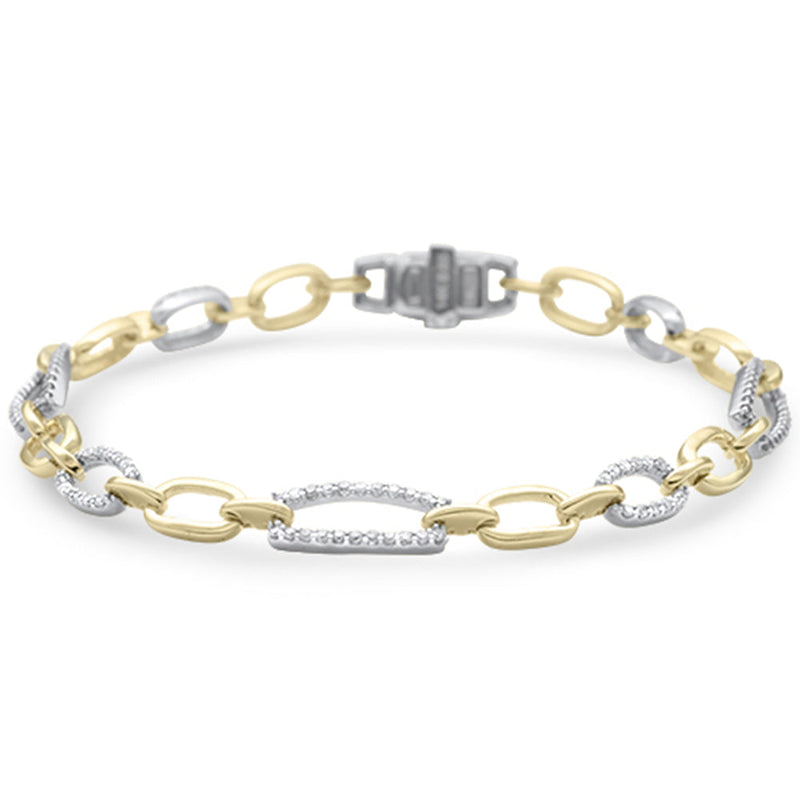 DIAMOND CLOSEOUT!  .61ct G SI 14K Two Tone Gold Diamond Figaro Style Bracelet