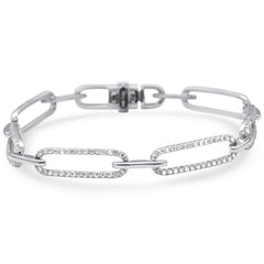 DIAMOND CLOSEOUT! 1.47ct G SI 14K White Gold Diamond Paperclip Bracelet