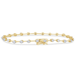 DIAMOND CLOSEOUT!  1.55ct G SI 14K Yellow Gold Diamond Bezel Style Bracelet 7"
