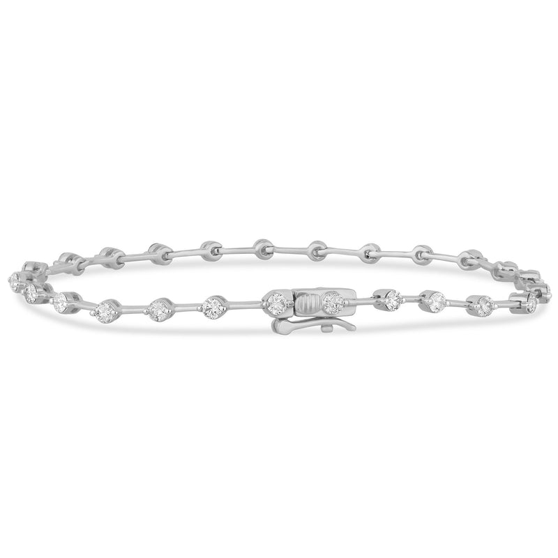 DIAMOND CLOSEOUT! 1.57ct G SI 14K White Gold Diamond Bezel Style Bracelet 7"