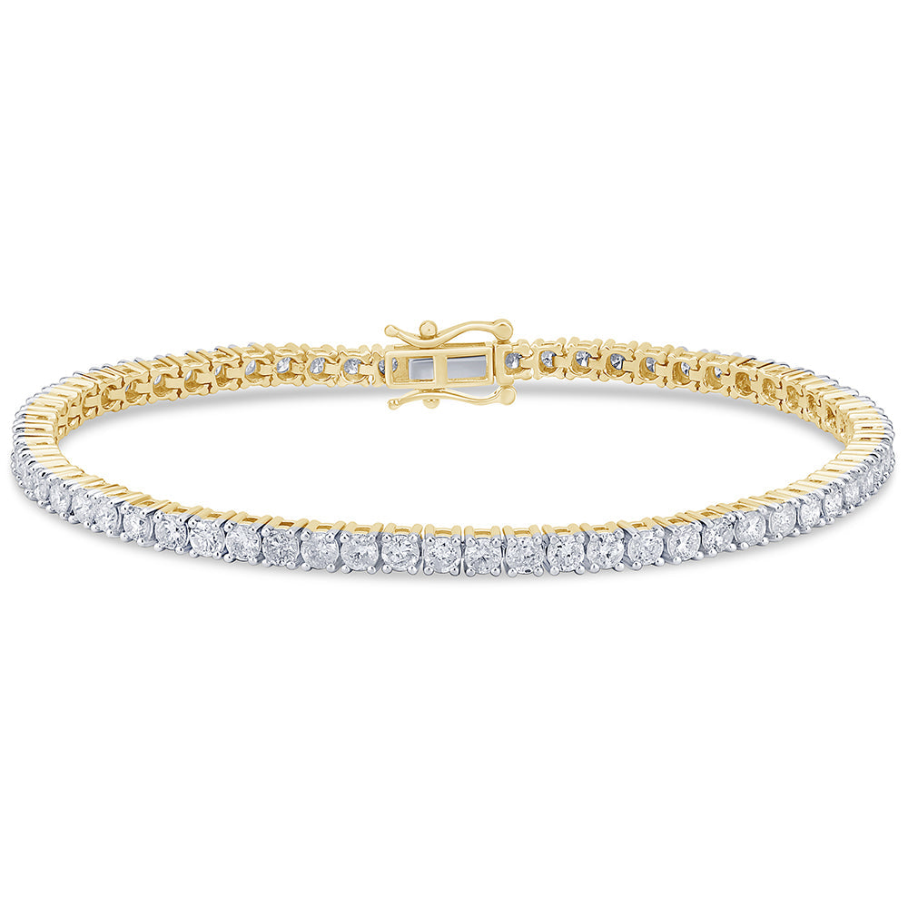 SPECIAL!4.02ct 14KT Yellow Gold Diamond Tennis Bracelet 7"