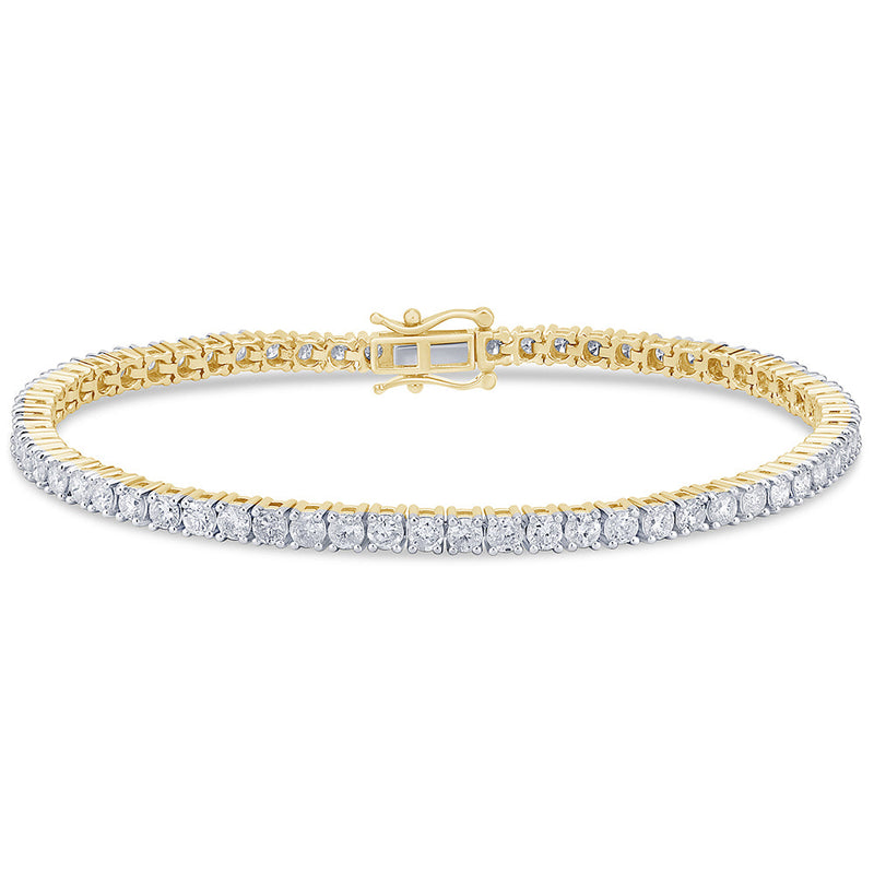 SPECIAL!4.02ct 14KT Yellow Gold Diamond Tennis Bracelet 7"