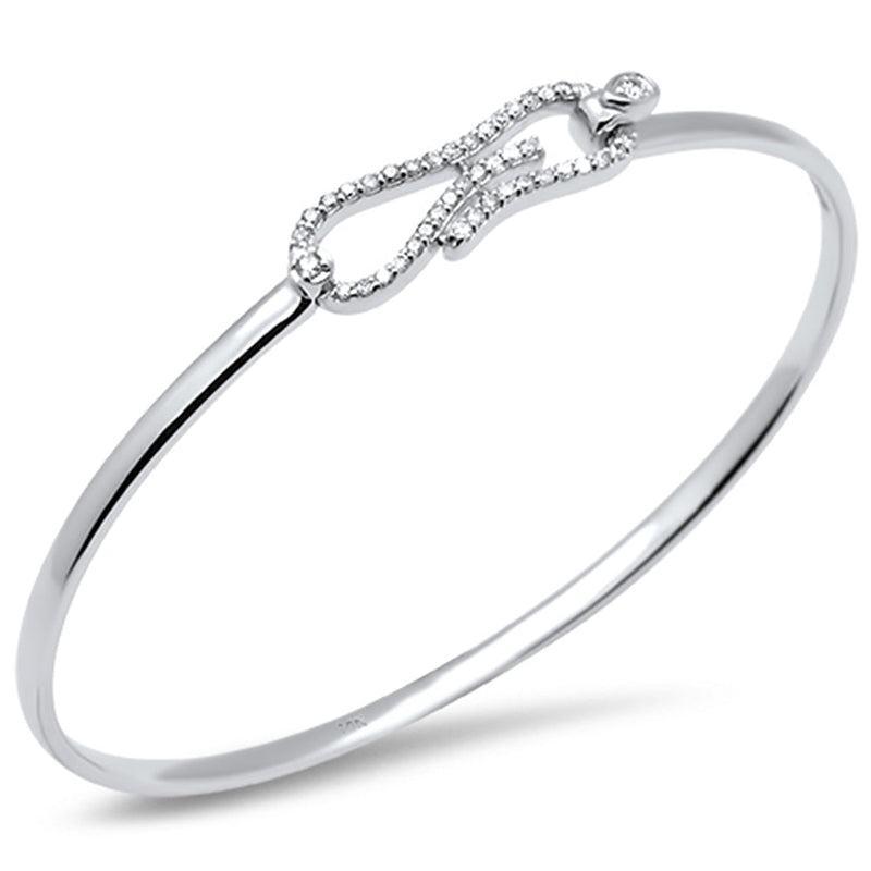DIAMOND CLOSEOUT! .38ct G SI 14K White Gold Diamond Hook Bangle Bracelet