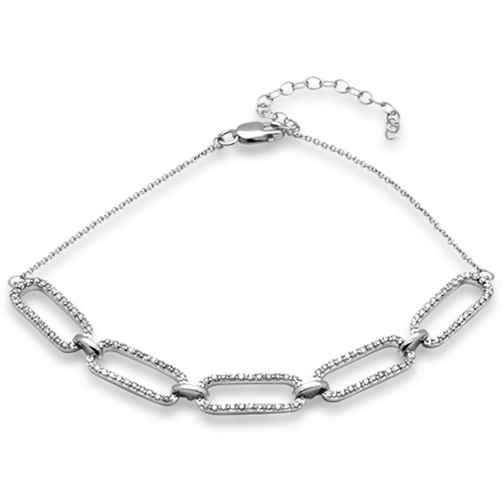 DIAMOND CLOSEOUT! .58ct G SI 14K White Gold Diamond Paperclip Style Chain Bracelet