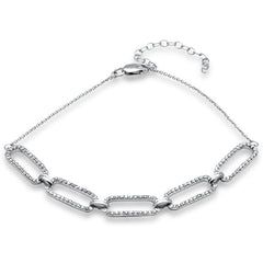 DIAMOND CLOSEOUT! .58ct G SI 14K White Gold Diamond Paperclip Style Chain Bracelet