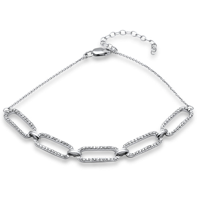 DIAMOND CLOSEOUT! .58ct G SI 14K White Gold Diamond Paperclip Style Chain Bracelet
