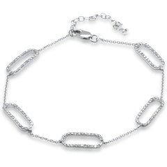 DIAMOND CLOSEOUT! .69ct G SI 14K White Gold Diamond Paperclip Style Chain Bracelet