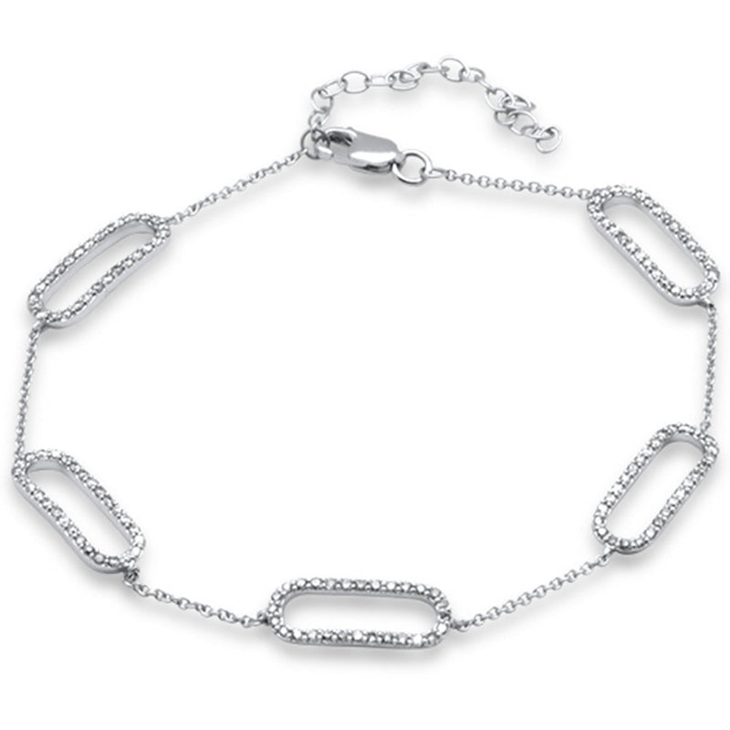 DIAMOND CLOSEOUT! .69ct G SI 14K White Gold Diamond Paperclip Style Chain Bracelet