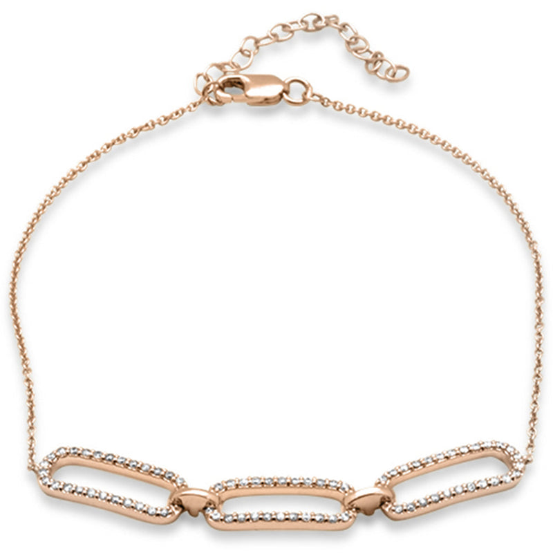 DIAMOND CLOSEOUT! .36ct G SI 14K Rose Gold Diamond Paperclip Style Chain Bracelet