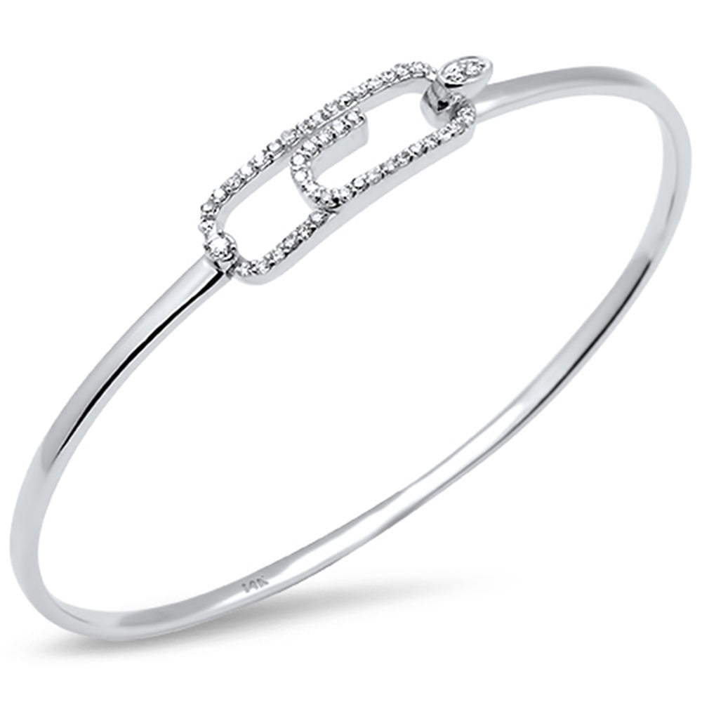DIAMOND CLOSEOUT! .38ct G SI 14K White Gold Diamond Hook Bangle Bracelet