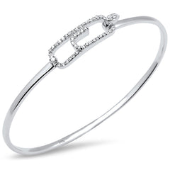 DIAMOND CLOSEOUT! .38ct G SI 14K White Gold Diamond Hook Bangle Bracelet