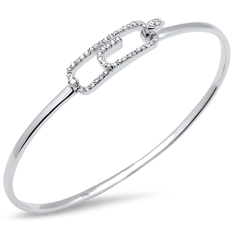 DIAMOND CLOSEOUT! .38ct G SI 14K White Gold Diamond Hook Bangle Bracelet