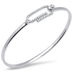 DIAMOND CLOSEOUT! .35ct G SI 14K White Gold Diamond Hook Bangle Bracelet
