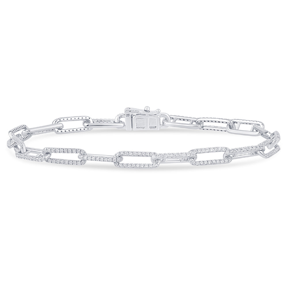 DIAMOND CLOSEOUT!  .83ct G SI 14K White Gold  Diamond Paperclip Bracelet 7.5" Long
