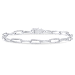 DIAMOND CLOSEOUT!  .83ct G SI 14K White Gold  Diamond Paperclip Bracelet 7.5" Long