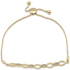 DIAMOND CLOSEOUT!  .25ct G SI 14K Yellow Gold Diamond Marquee Shaped Adjustable Link Bracelet