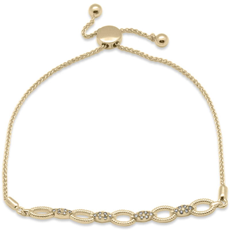 DIAMOND CLOSEOUT!  .25ct G SI 14K Yellow Gold Diamond Marquee Shaped Adjustable Link Bracelet