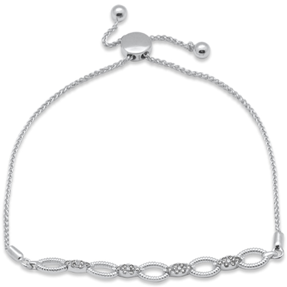 DIAMOND CLOSEOUT!  .25ct G SI 14K White Gold Diamond Marquee Shaped Adjustable Link Bracelet