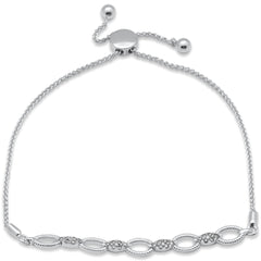 DIAMOND CLOSEOUT!  .25ct G SI 14K White Gold Diamond Marquee Shaped Adjustable Link Bracelet