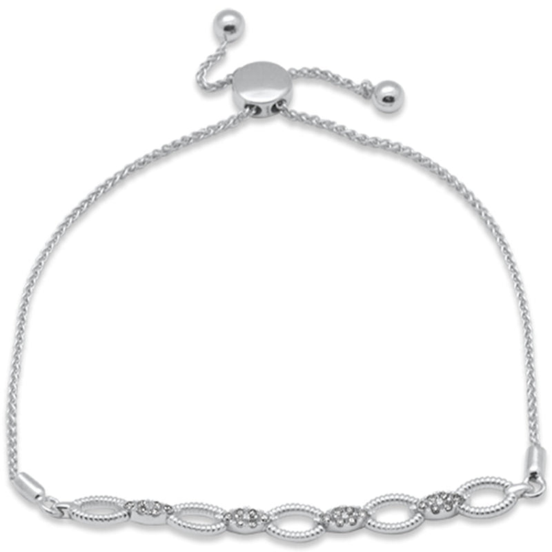 DIAMOND CLOSEOUT!  .25ct G SI 14K White Gold Diamond Marquee Shaped Adjustable Link Bracelet