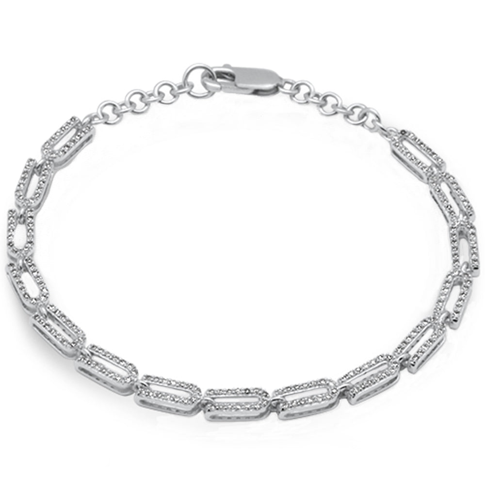 DIAMOND CLOSEOUT! .97ct G SI 14K White Gold Diamond Paperclip Style Bracelet