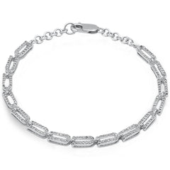 DIAMOND CLOSEOUT! .97ct G SI 14K White Gold Diamond Paperclip Style Bracelet