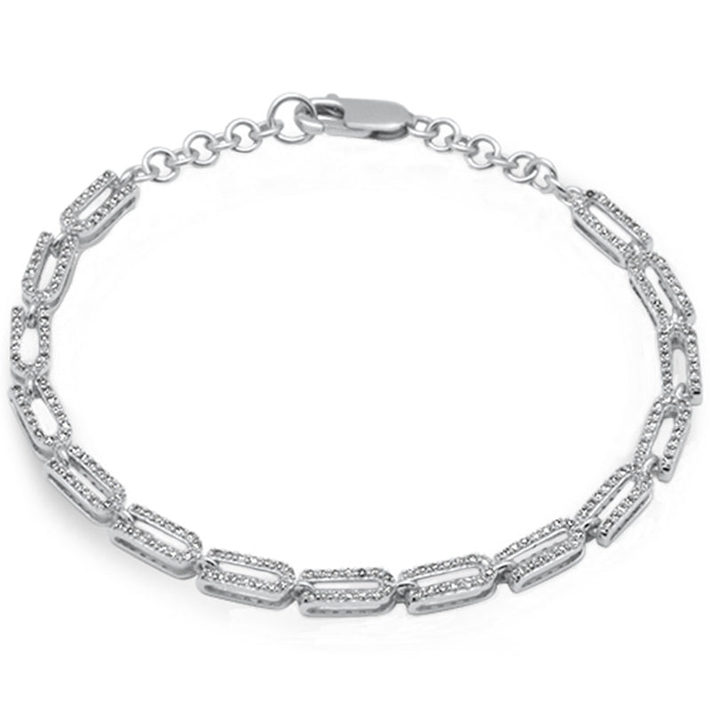 DIAMOND CLOSEOUT! .97ct G SI 14K White Gold Diamond Paperclip Style Bracelet
