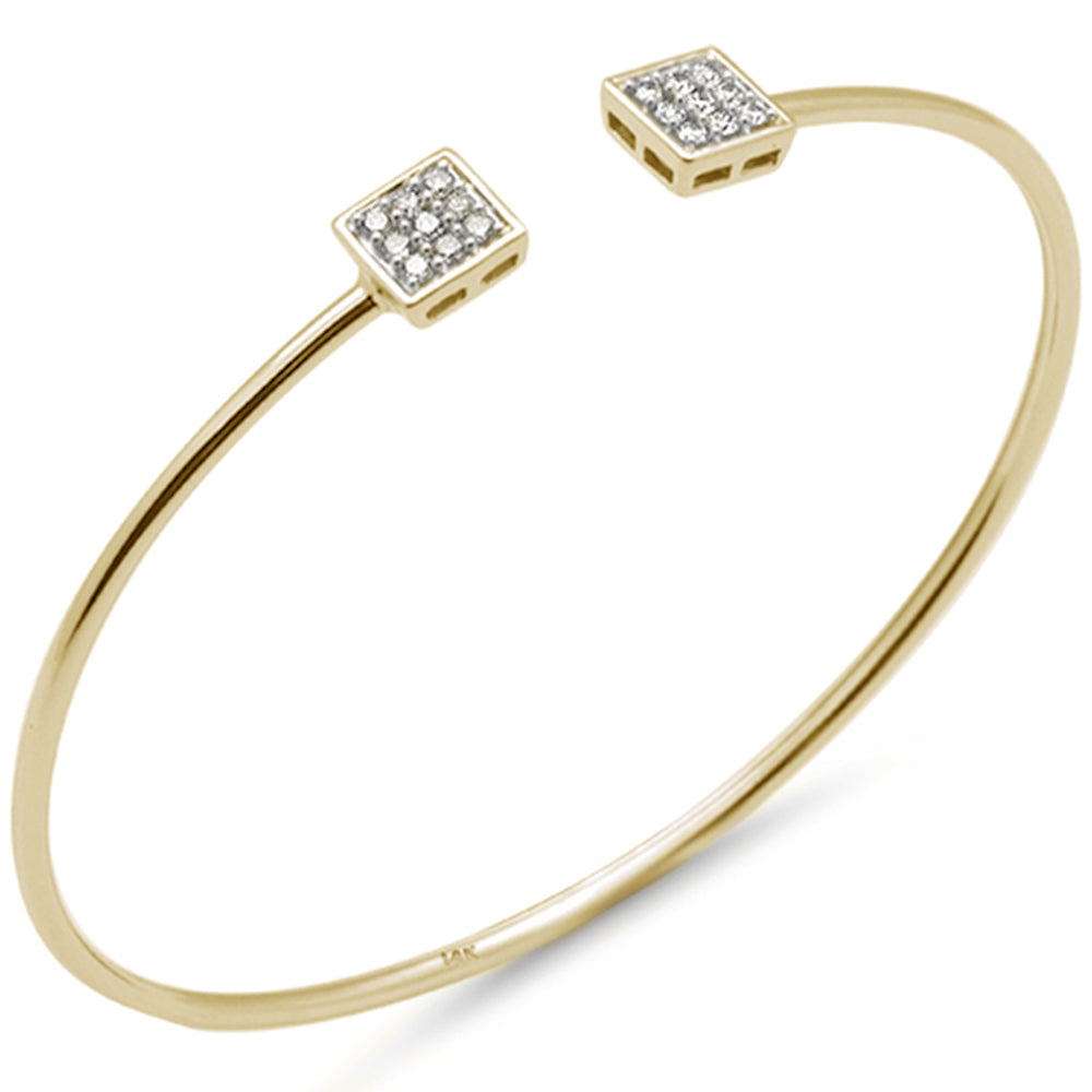 DIAMOND CLOSEOUT! .28ct G SI 14K Yellow Gold Diamond Square Open Bangle Bracelet