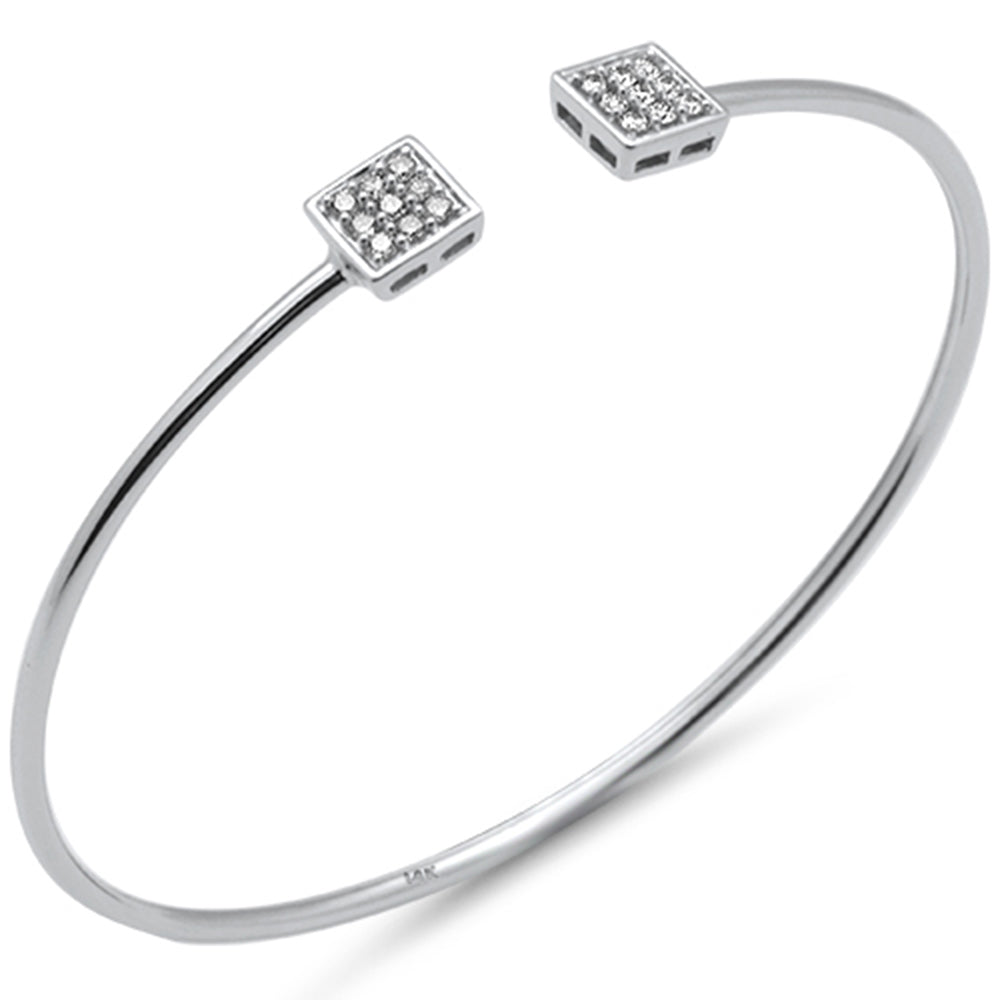 DIAMOND CLOSEOUT! .29ct G SI 14K White Gold Diamond Square Open Bangle Bracelet
