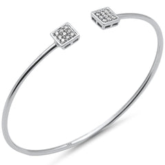 DIAMOND CLOSEOUT! .29ct G SI 14K White Gold Diamond Square Open Bangle Bracelet