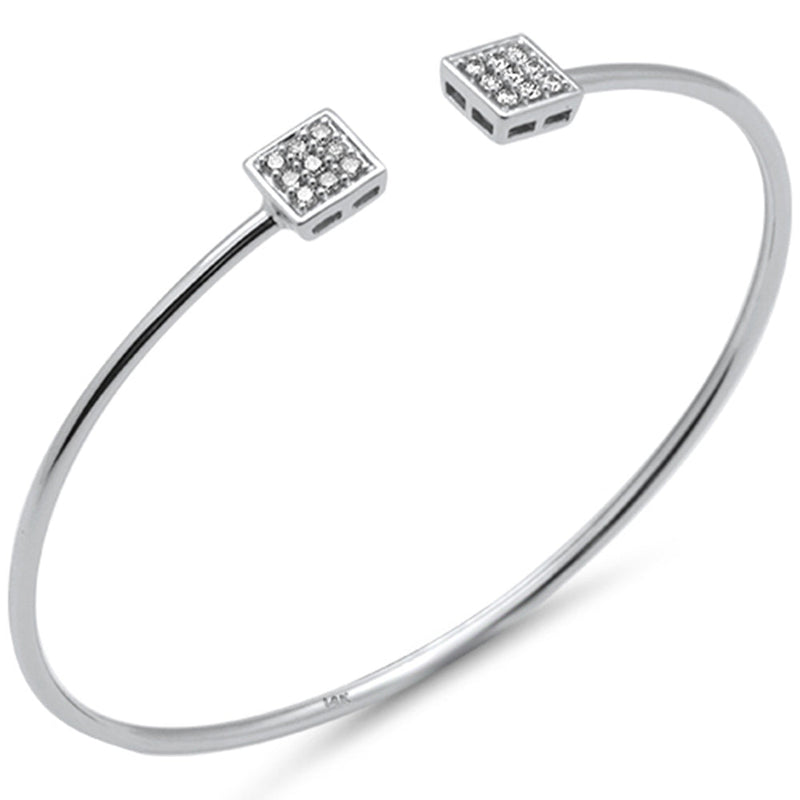 DIAMOND CLOSEOUT! .29ct G SI 14K White Gold Diamond Square Open Bangle Bracelet