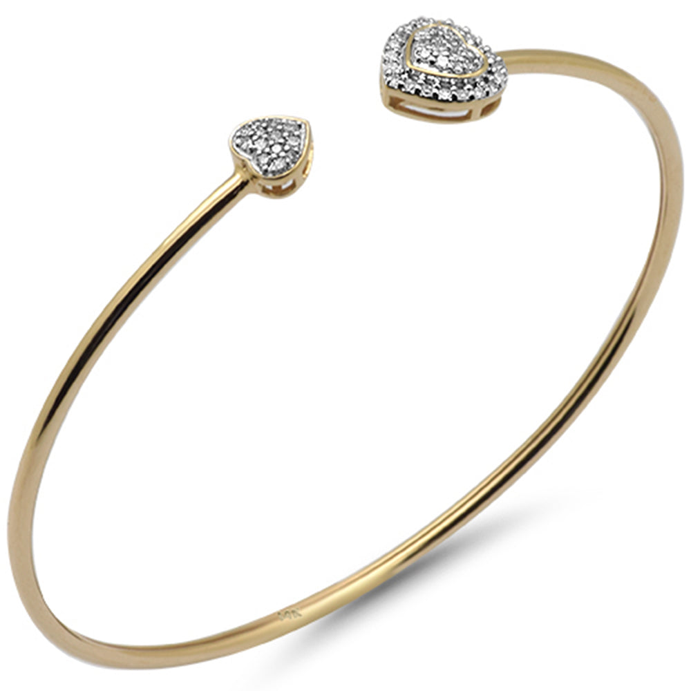 DIAMOND CLOSEOUT! .23ct G SI 14K Yellow Gold Diamond Heart Shaped Open Bangle Bracelet