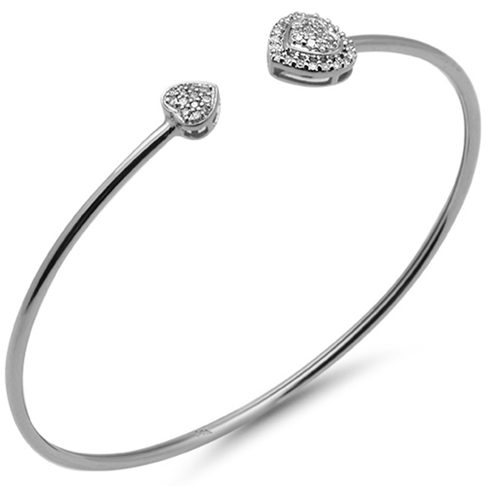 SPECIAL! .23ct G SI 14K White Gold Diamond Heart Shaped Open Bangle Bracelet