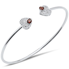 DIAMOND CLOSEOUT!  .68ct G SI 14K White Gold Garnet & Diamond Heart Shaped Open Bangle Bracelet