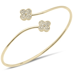 SPECIAL! .28ct G SI 14K Yellow Gold Diamond Flower Open Bangle Bracelet