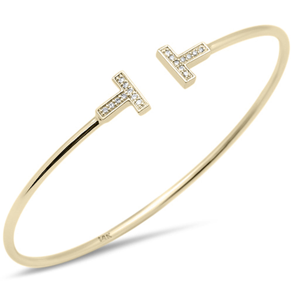 SPECIAL! .09ct G SI 14K Yellow Gold Diamond Open T Bangle Bracelet