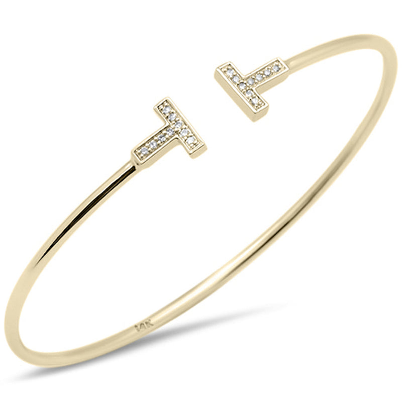 SPECIAL! .09ct G SI 14K Yellow Gold Diamond Open T Bangle Bracelet