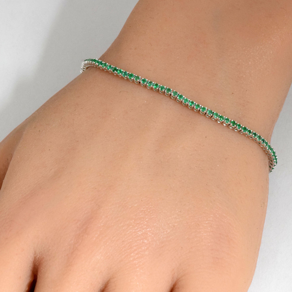SPECIAL! 1.87ct 14K White Gold Natural Emerald Tennis Bracelet 7"